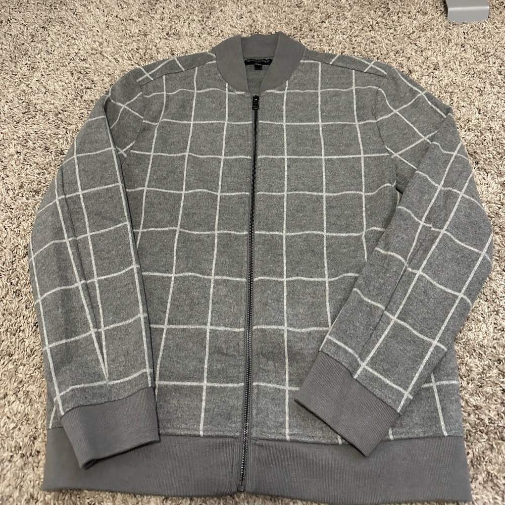 Banana Republic Checkered Gray Bomber